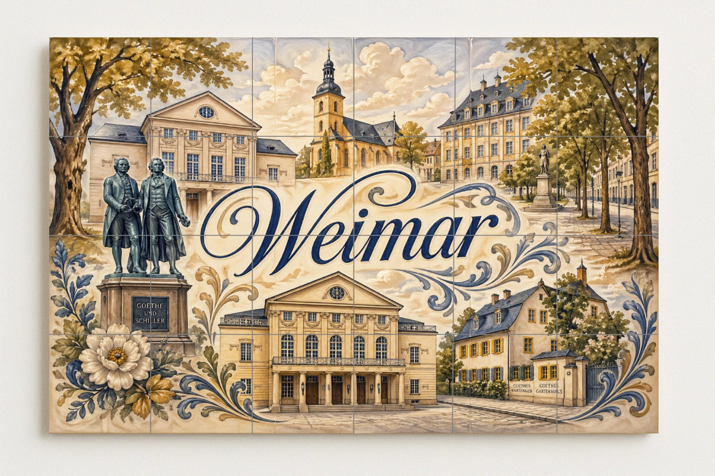 Fresque en Carrelage República de Weimar, Allemagne, Art Mural — Paysage Urbain en Carreaux