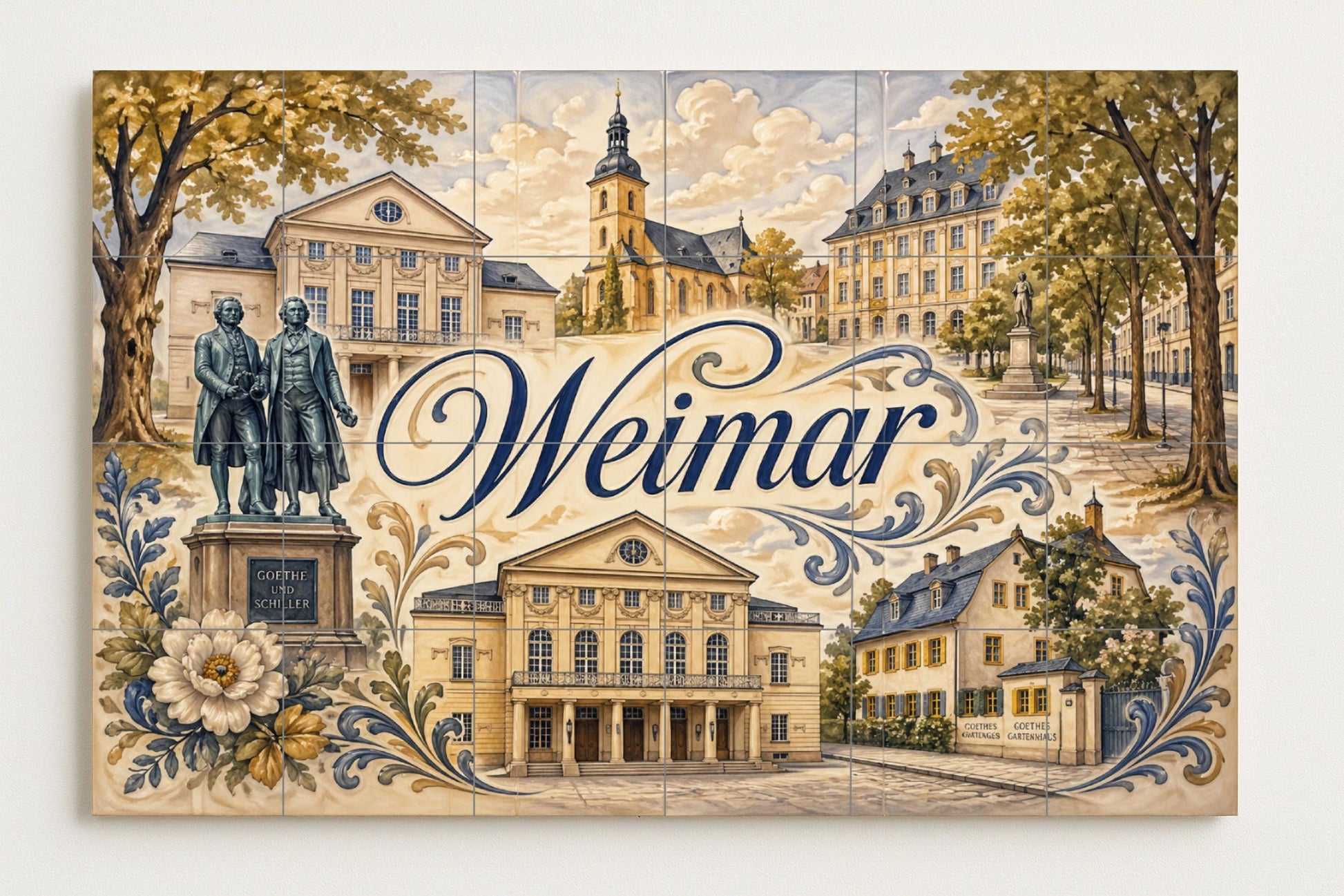 Fresque en Carrelage República de Weimar, Allemagne, Art Mural — Paysage Urbain en Carreaux