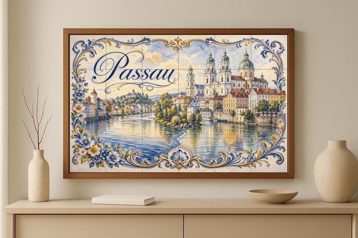 Passau, Allemagne, Art Mural de Paysage urba — Fresque Murale en Carreaux de Céramique · Fresque de Monument