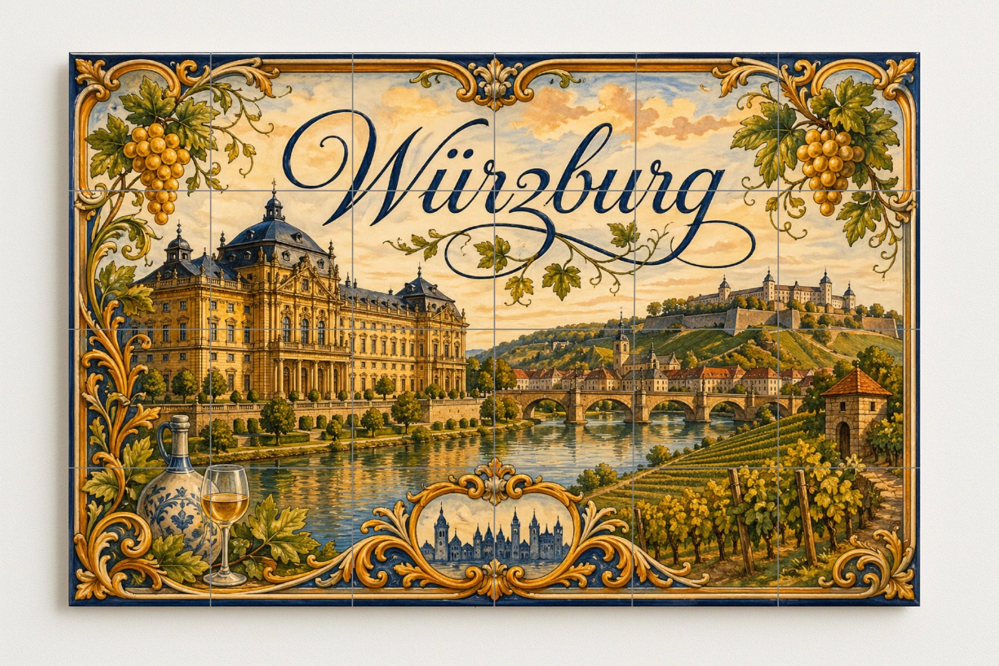 Würzburg, Allemagne, Art Mural de la Région — Fresque de Monument, Art Mural en Céramique