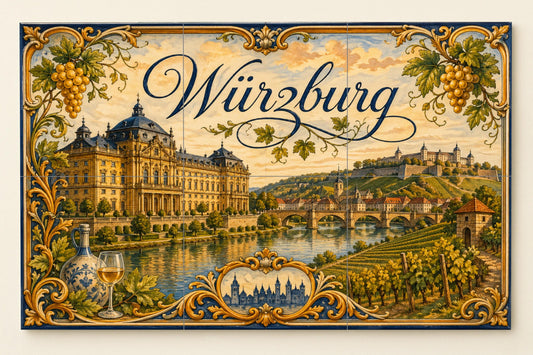 Würzburg, Germany, Art Mural of the Region · Ceramic Wall Mural — Travel Wall Décor