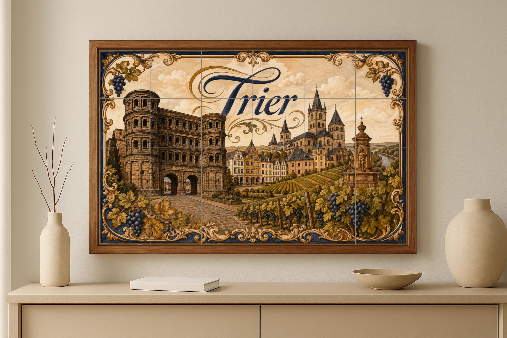 Mural de azulejos de cerámica de Trier, Alemania, arte mural de…
