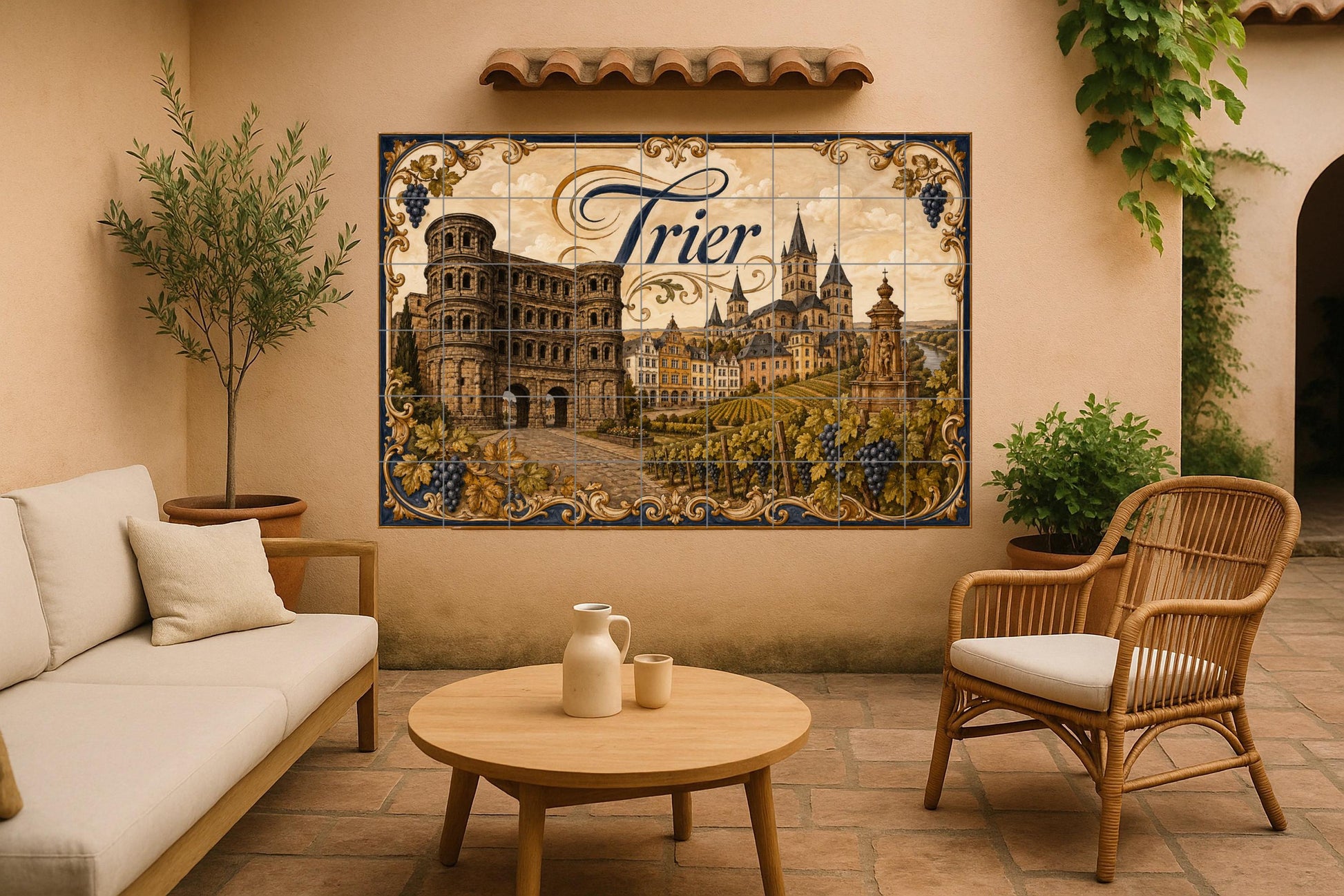 Mural de azulejos de cerámica de Trier, Alemania, arte mural de…