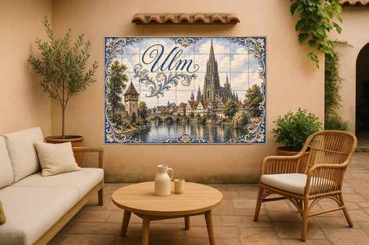 Ceramic Tile Mural: Ulm, Germany, Art Mural with Landscape Urban — Landmark Mural
