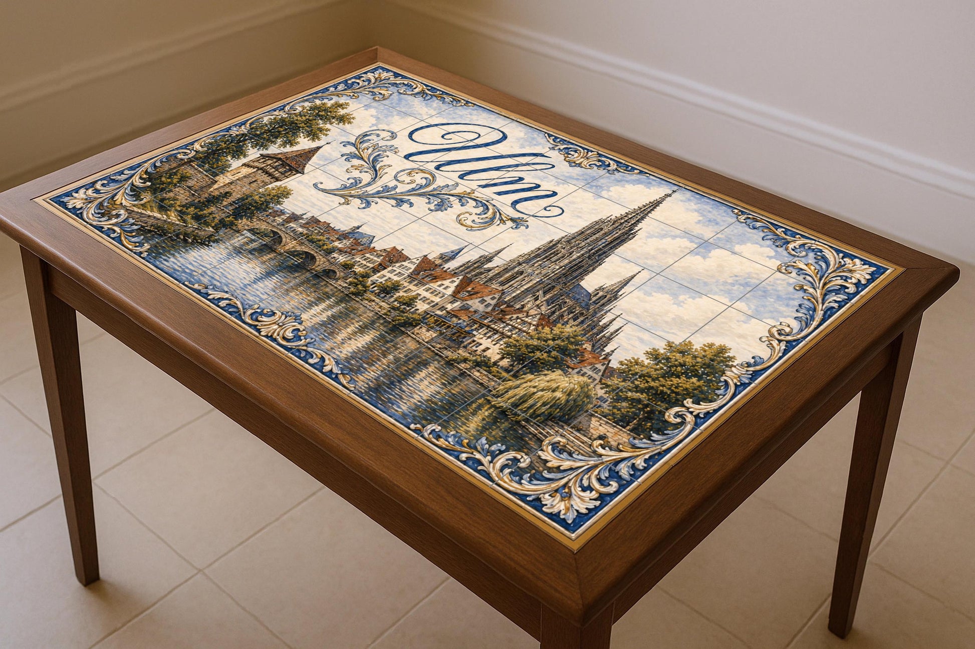 Mural de azulejos de cerámica de Ulm, Alemania, arte mural con…