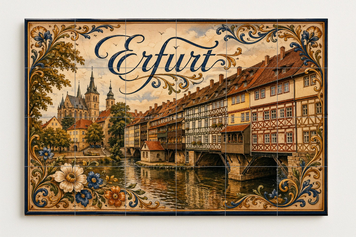 Erfurt, Deutschland, Kunst Wandbild Mittelalterlich zu oril — Städte & Monumente, Wandkunst aus Keramikfliesen