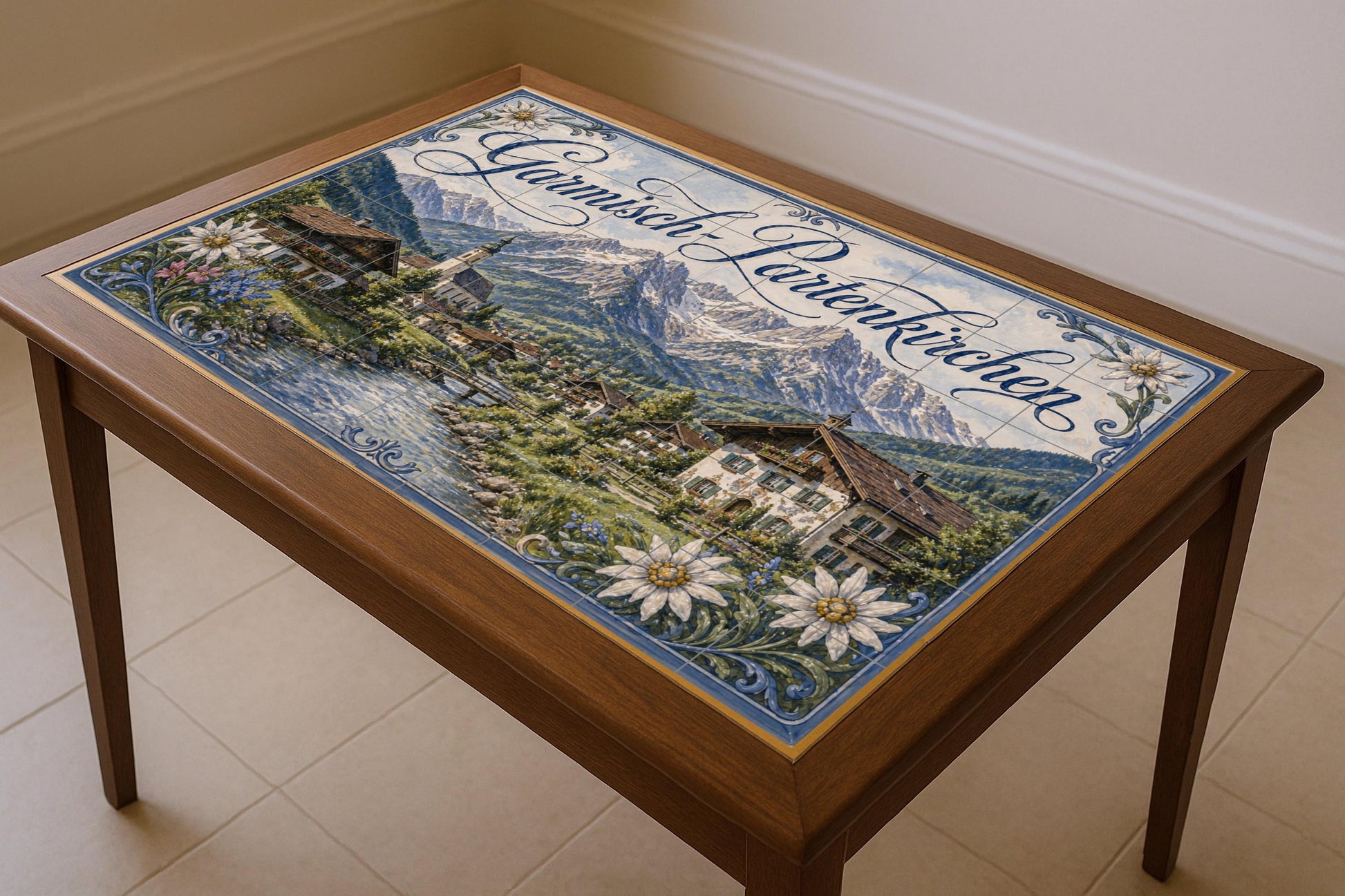 Garmisch-Partenkirchen, Paneel decorativo — Fliesen-Wandbild aus Keramik · Botanische Landschaft