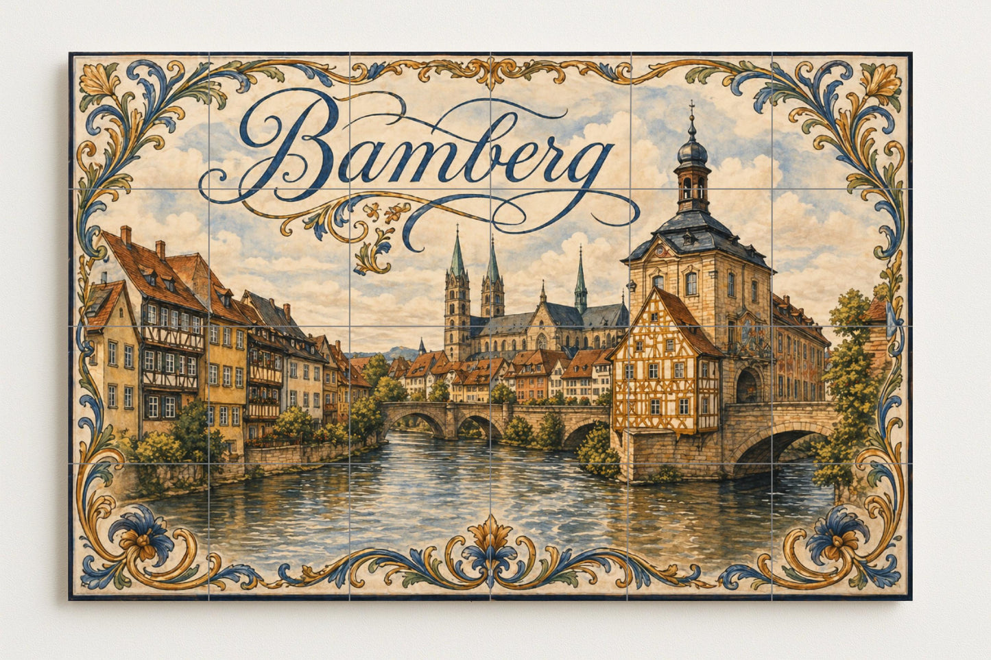 Bamberg, arte mural medieval a orillas del r · Fresque Céramique — Paysage Botanique