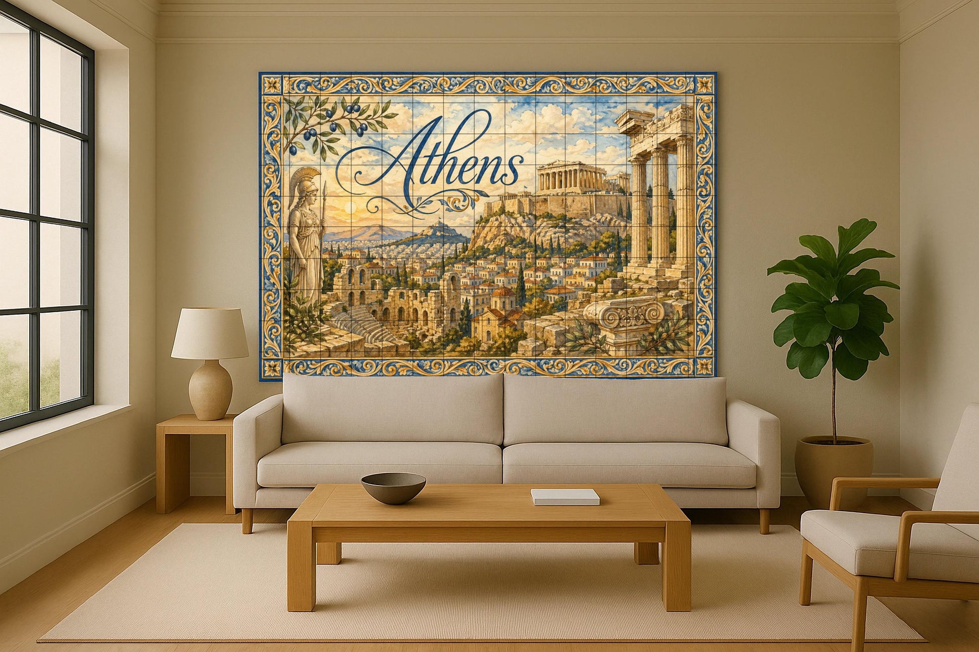 Acrópolis von Athen, Kunst Wandbild von die ant · Keramik-Wandbild — Wahrzeichen-Wandbild