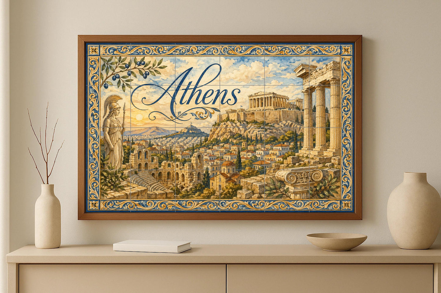 Acrópolis von Athen, Kunst Wandbild von die ant · Keramik-Wandbild — Wahrzeichen-Wandbild