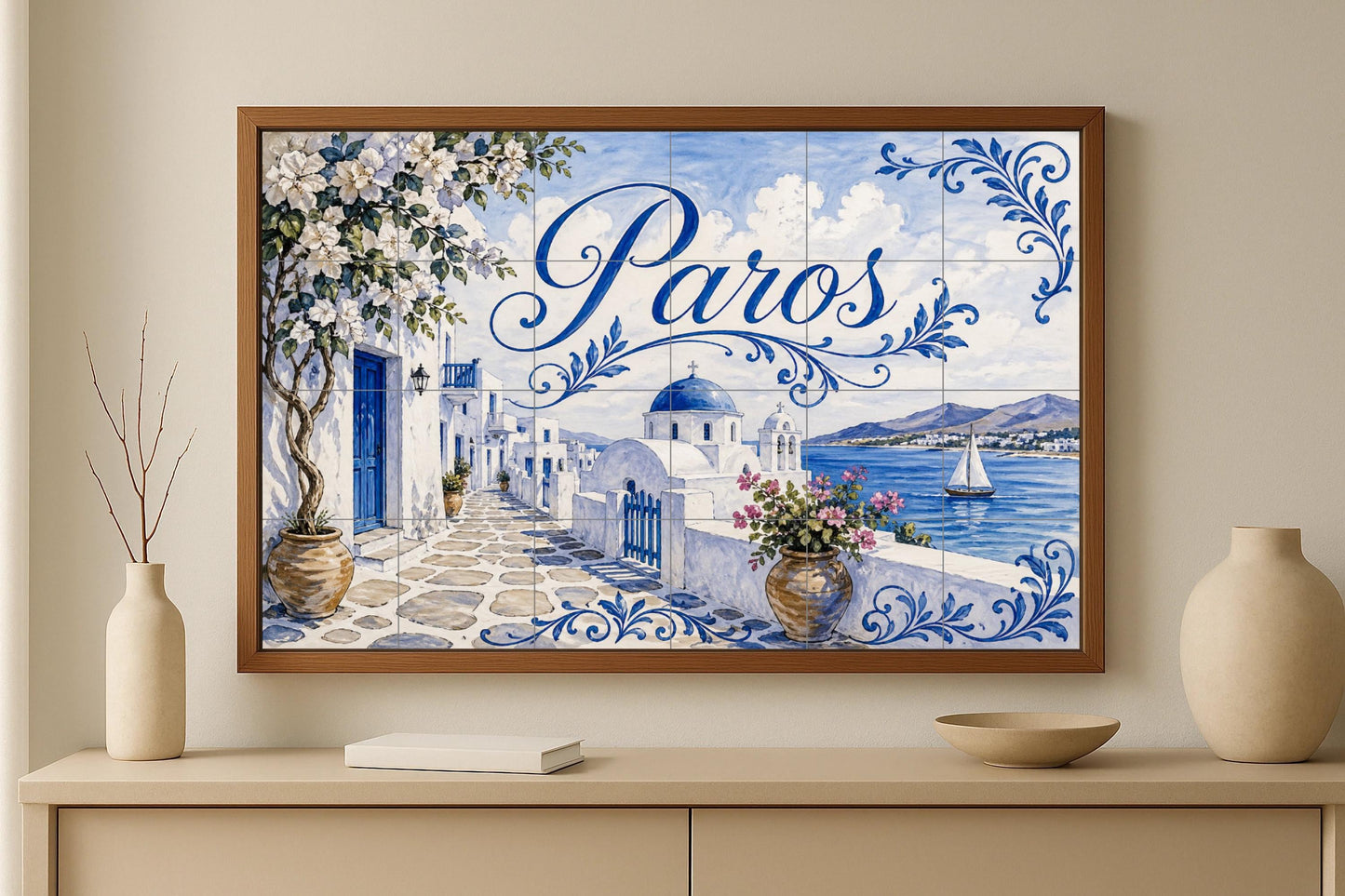 Paros, arte mural junto al mar en una isla g — Décor Mural Nautique, Art Mural en Céramique