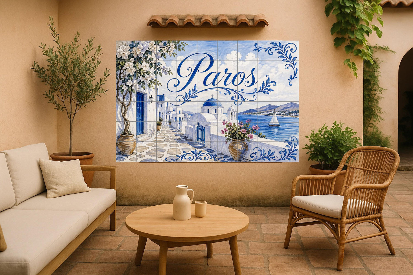 Paros, arte mural junto al mar en una isla g — Décor Mural Nautique, Art Mural en Céramique