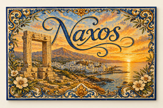 Naxos, Art Mural Coastal of the Cícladas — Nautical Wall Décor · Tile Wall Art