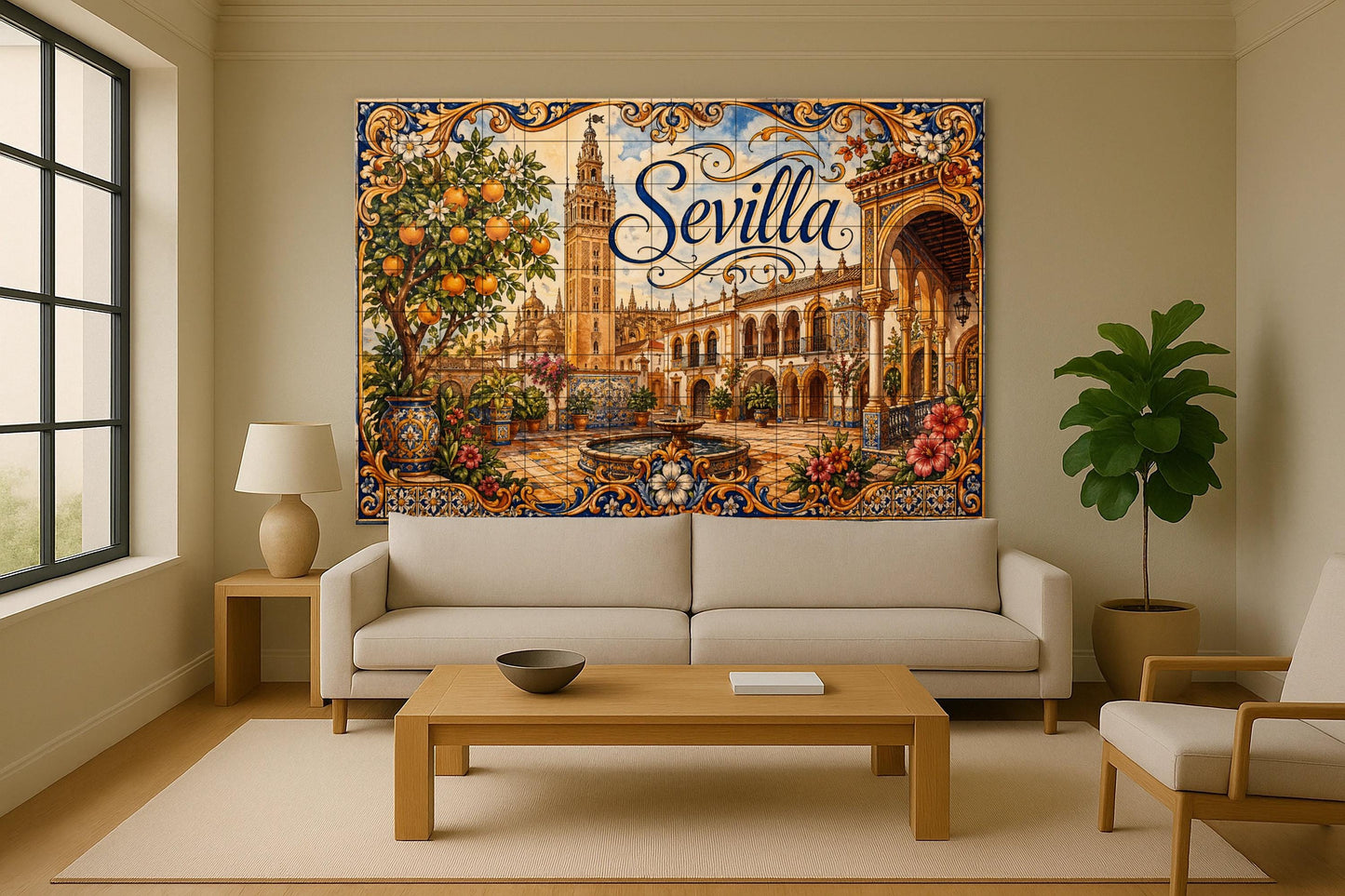 Mural de azulejos cerámicos de La Giralda de Sevilla, decoración de…