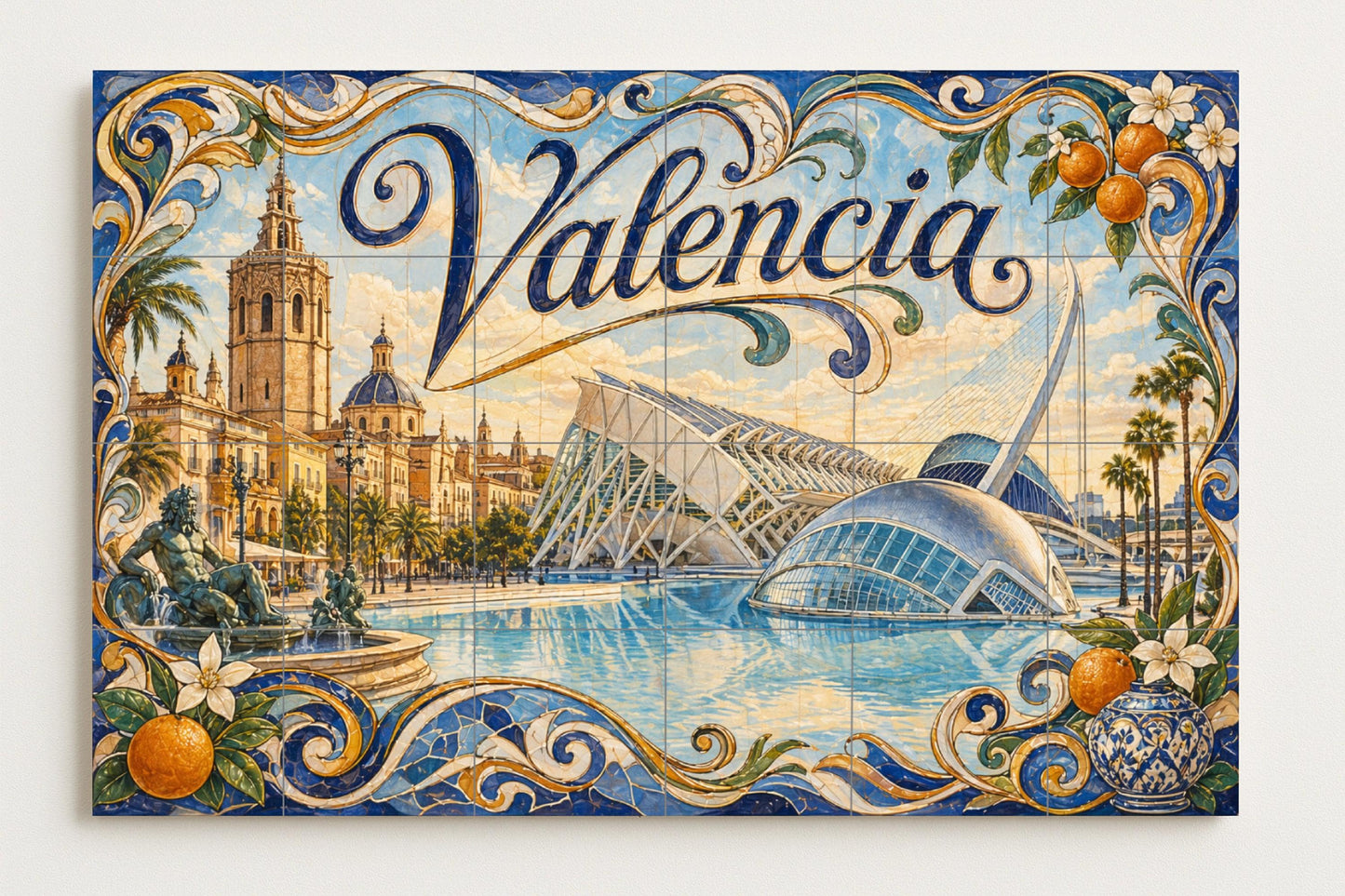 Mural de azulejos cerámicos de Valencia, Ciudad de las Artes y las…