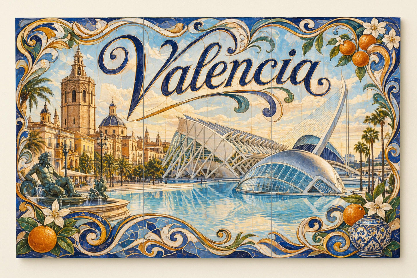 Mural de azulejos cerámicos de Valencia, Ciudad de las Artes y las…