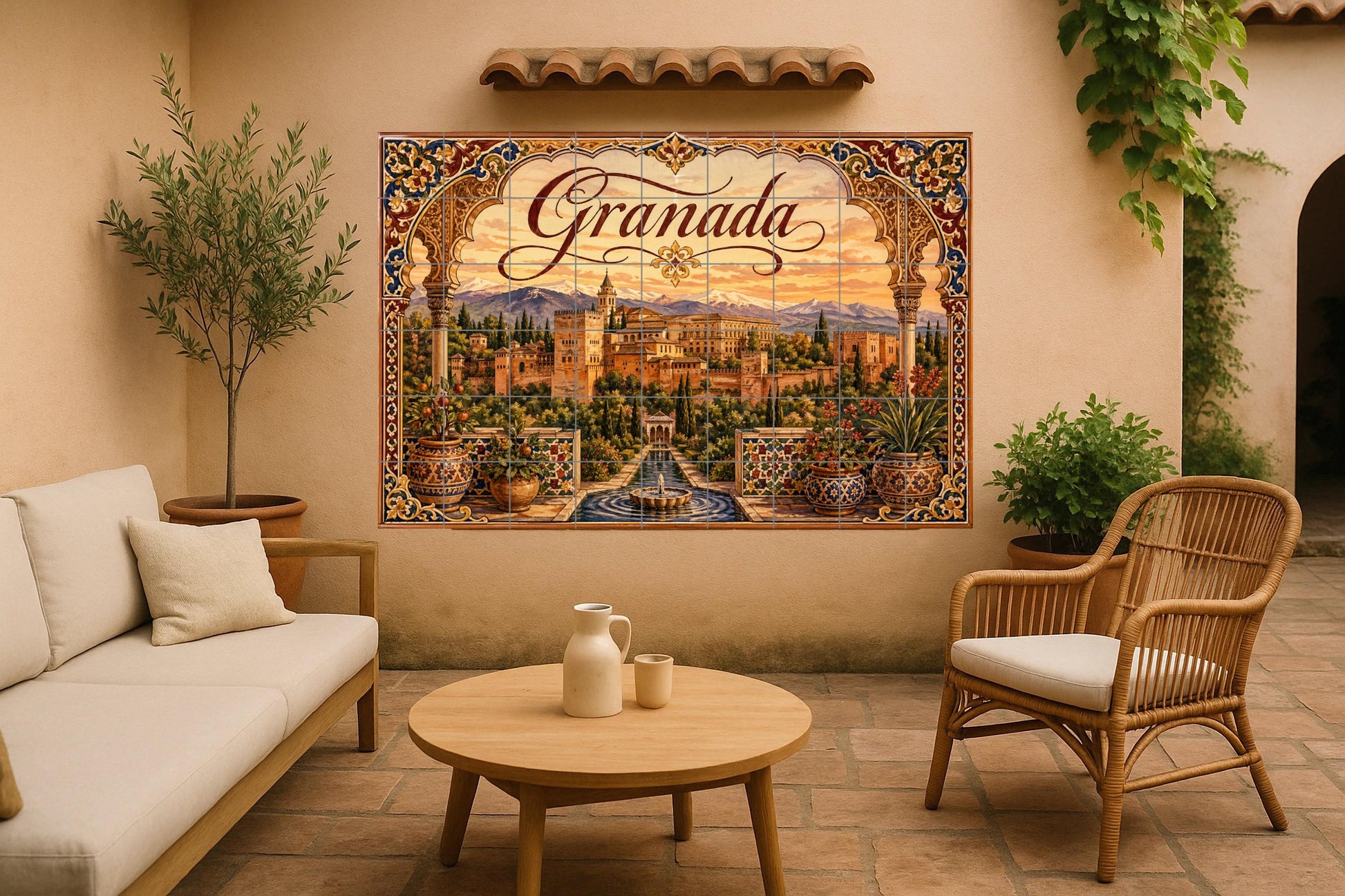 La Alhambra de Granada, decoración de pared — Murale in Piastrelle di Ceramica · Città e Monumenti