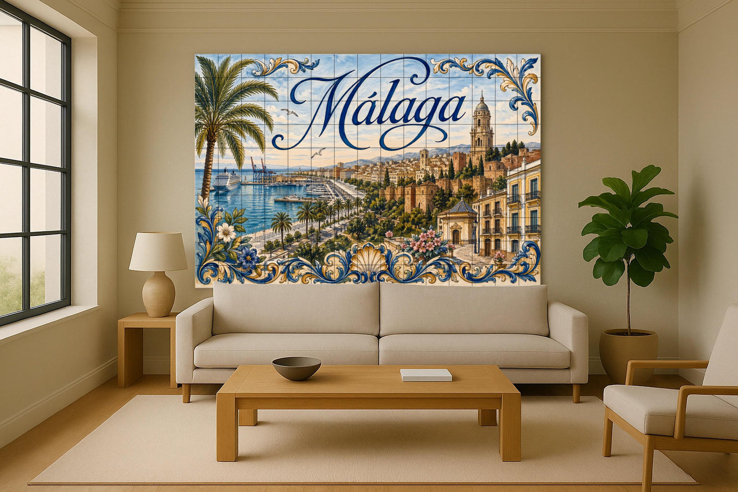 Fliesenbild Mediterránea de Málaga, decoración de pared and — Wahrzeichen-Wandbild