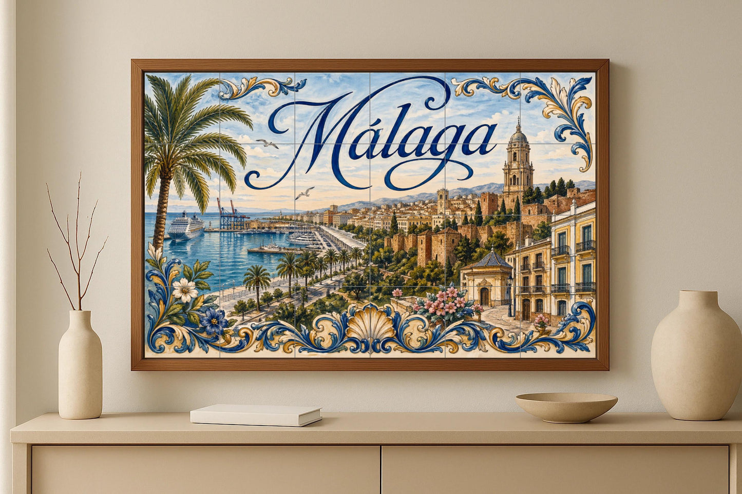Fliesenbild Mediterránea de Málaga, decoración de pared and — Wahrzeichen-Wandbild