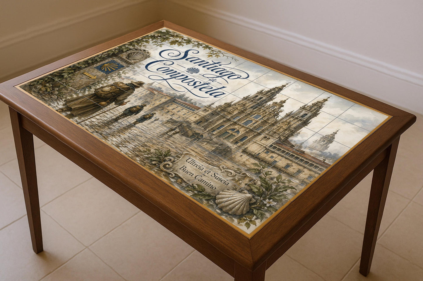 Kathedrale von Santiago von Compostela, decorac — Fliesen-Wandbild aus Keramik · Blumen & Landschaften