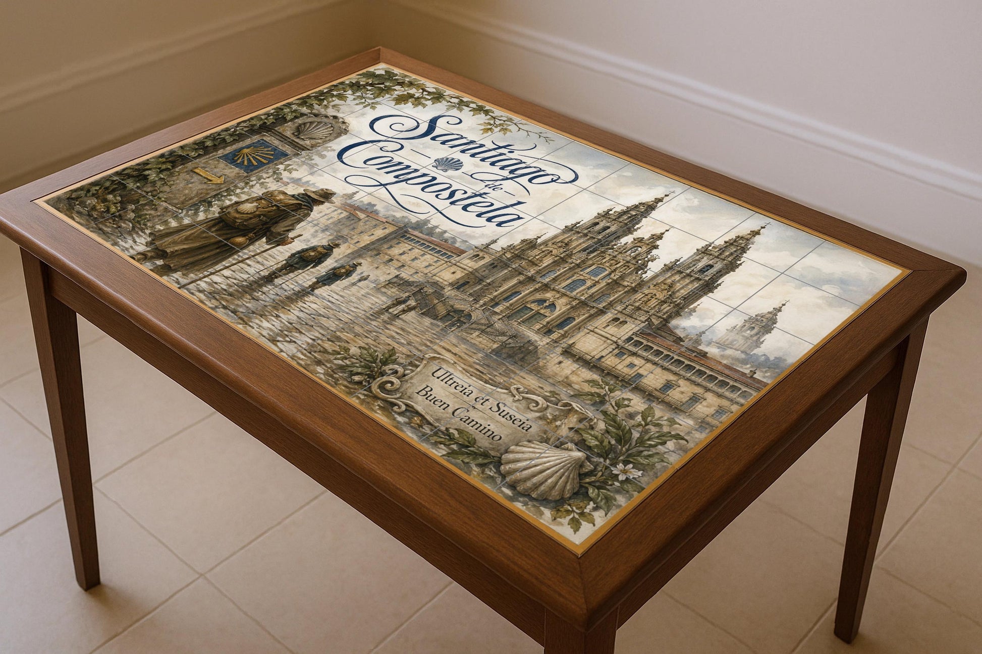 Kathedrale von Santiago von Compostela, decorac — Fliesen-Wandbild aus Keramik · Blumen & Landschaften