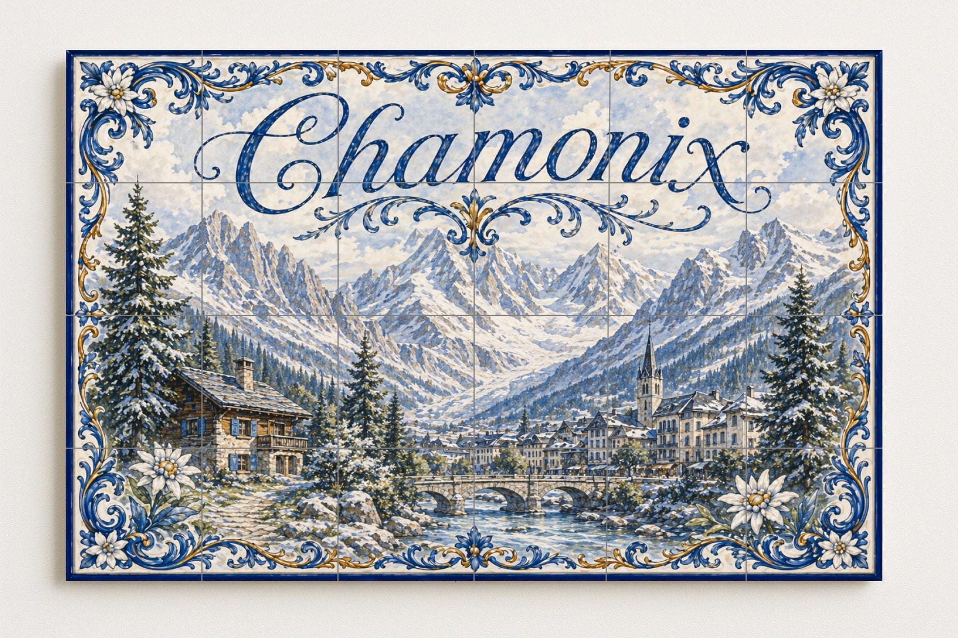 Chamonix Mont Blanc, decoración de pared alpina — Décor Jardin et Nature, Art Mural en Céramique