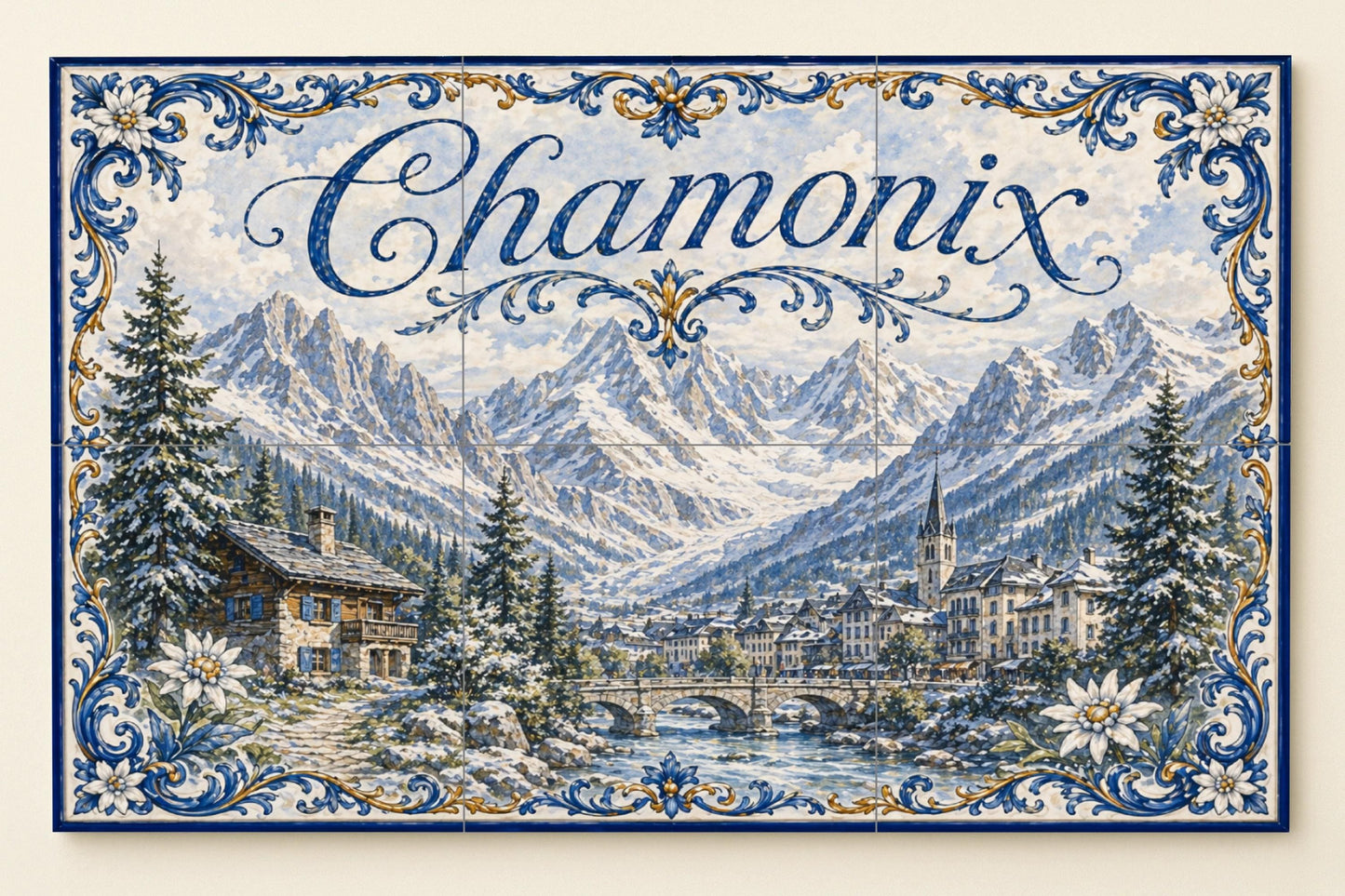 Chamonix Mont Blanc, decoración de pared alpina — Décor Jardin et Nature, Art Mural en Céramique