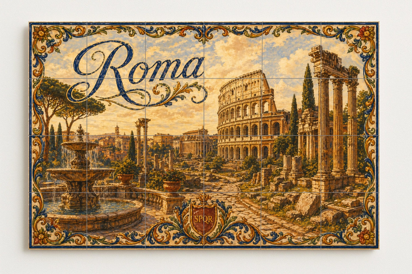 Del Coliseo de Roma, decoración de pared histór · Murale Ceramico — Città e Monumenti