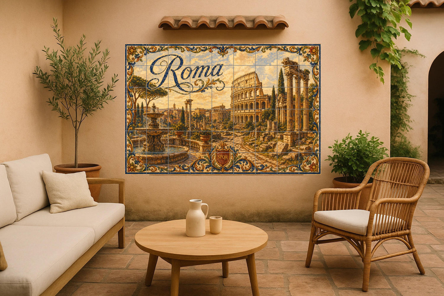 Del Coliseo de Roma, decoración de pared histór · Murale Ceramico — Città e Monumenti
