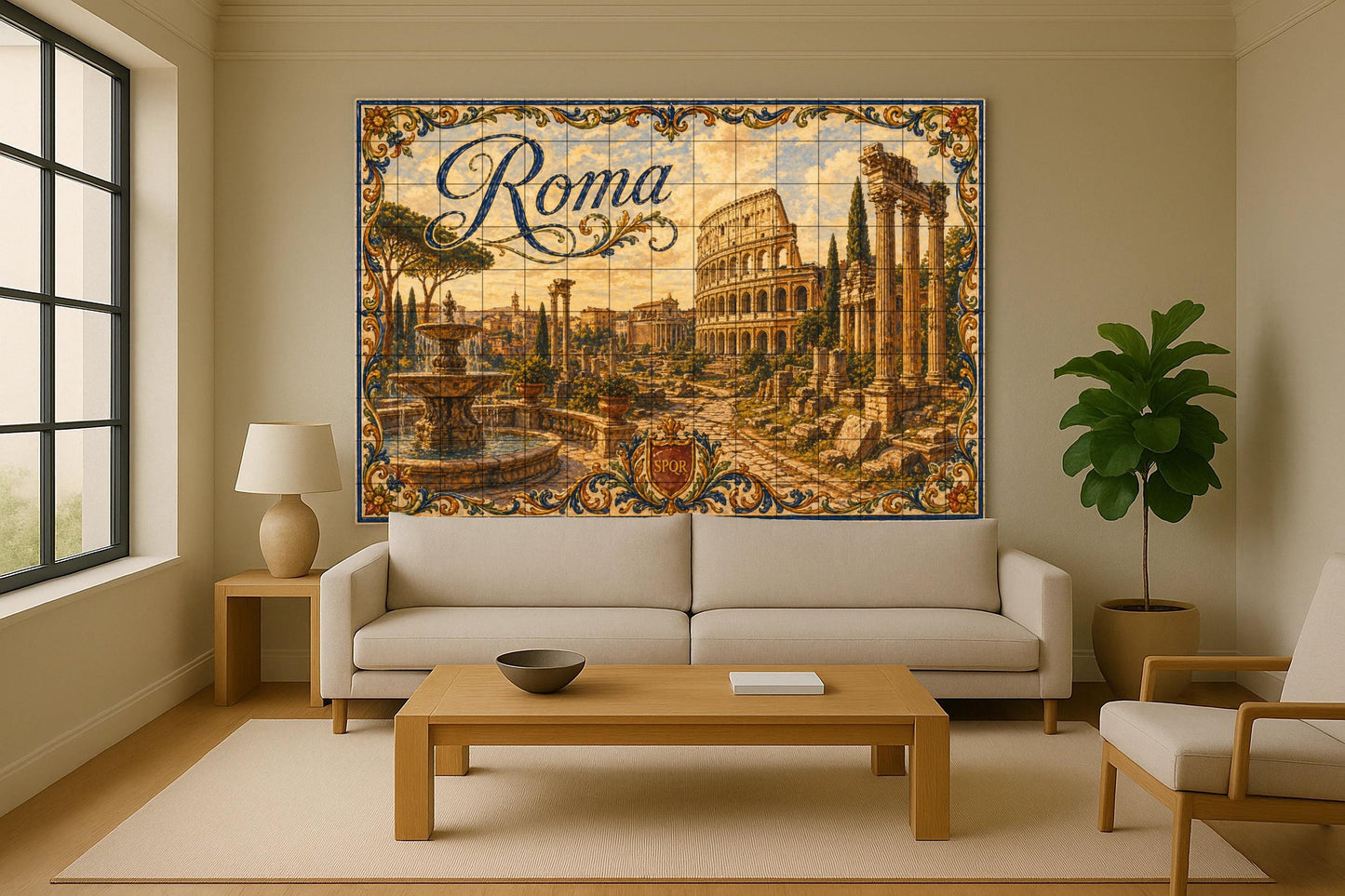 Del Coliseo de Roma, decoración de pared histór · Murale Ceramico — Città e Monumenti