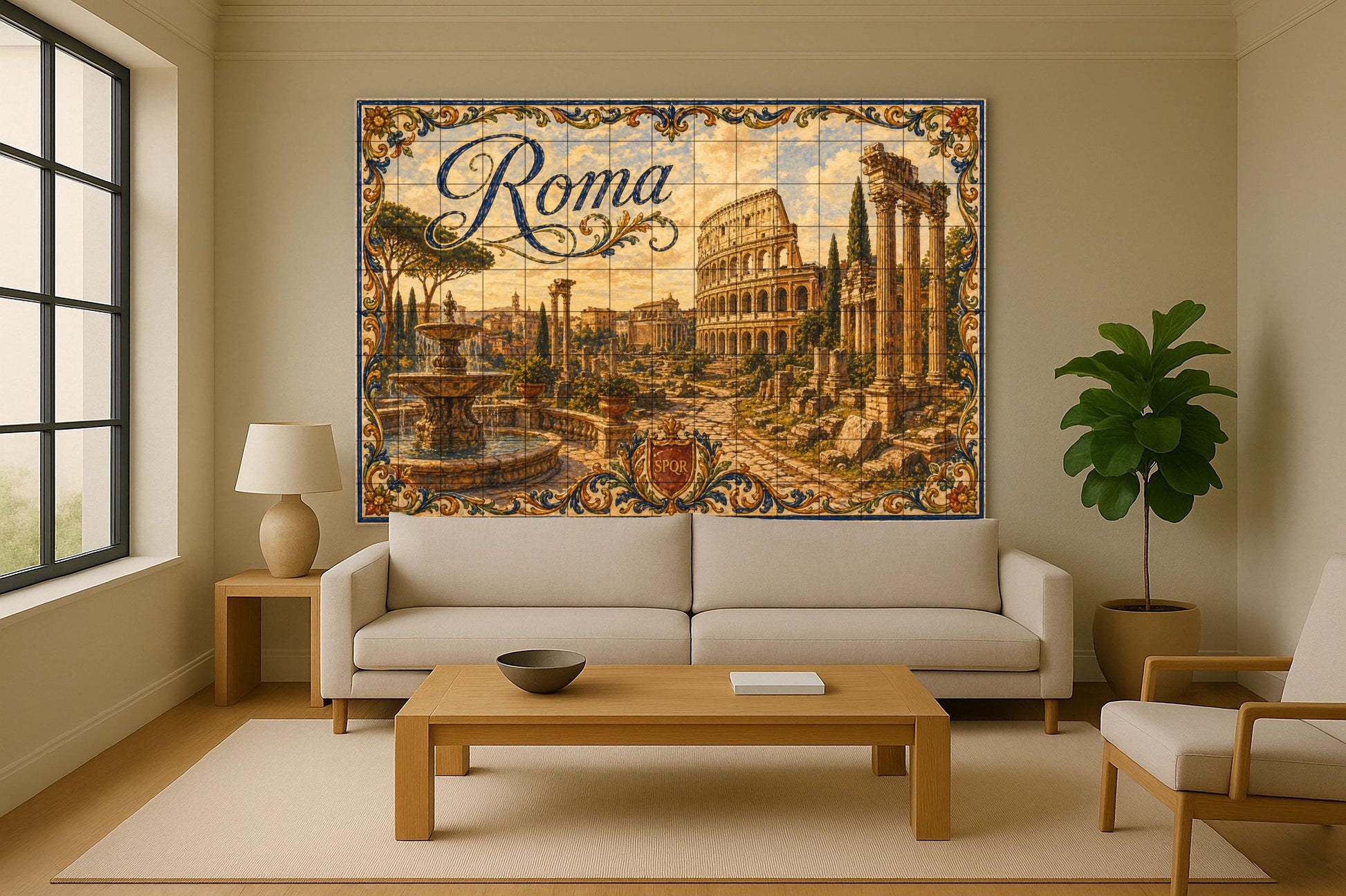Del Coliseo de Roma, decoración de pared histór · Murale Ceramico — Città e Monumenti