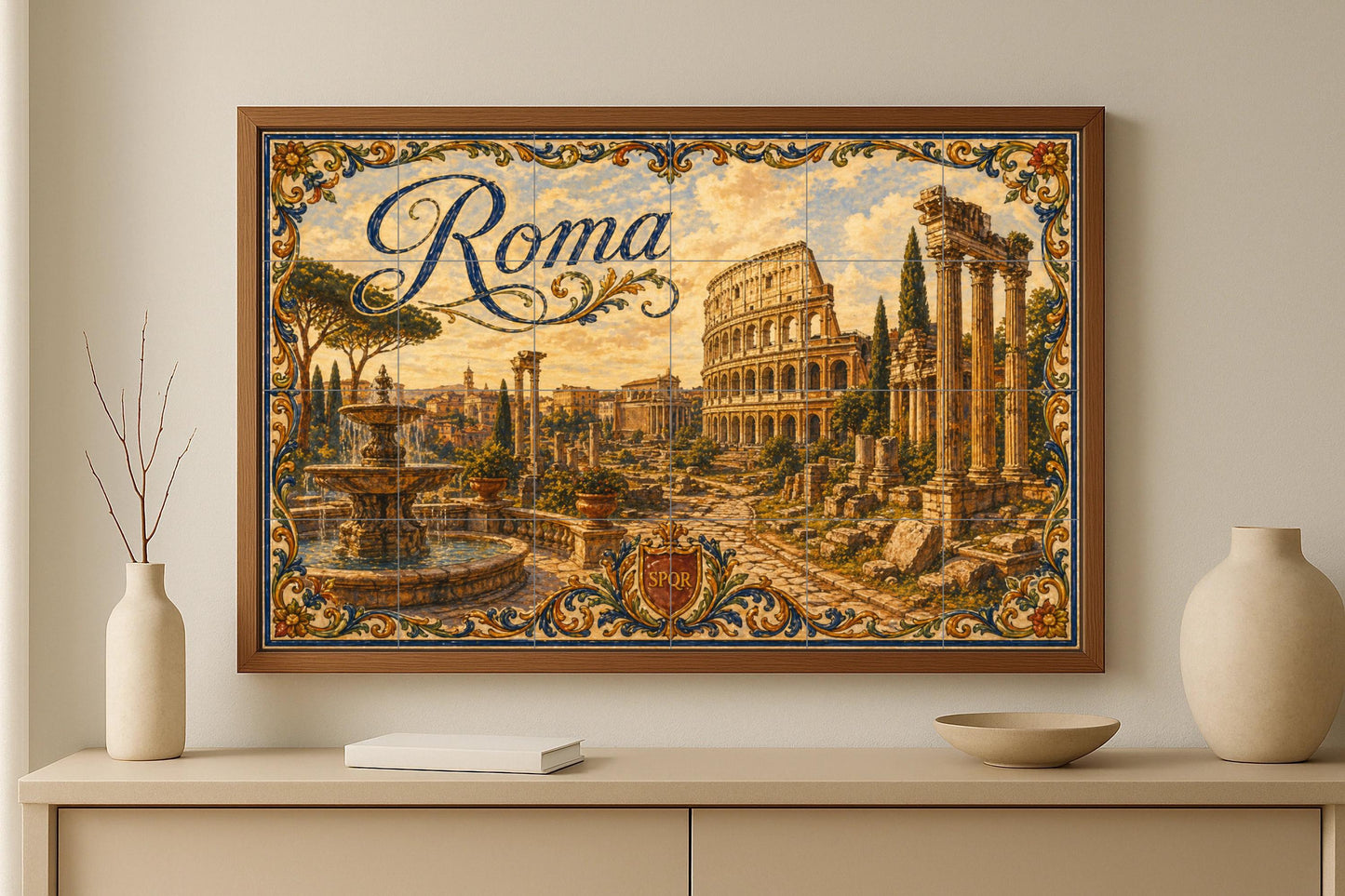 Del Coliseo de Roma, decoración de pared histór · Murale Ceramico — Città e Monumenti