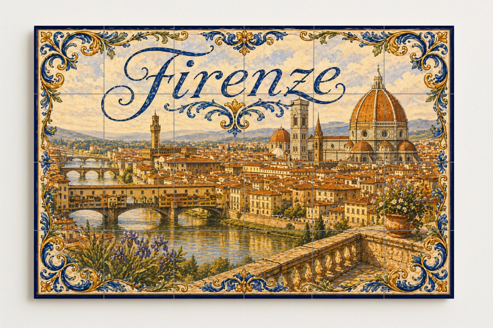 Fresque en Carrelage Del Duomo de Florencia, decoración de pared ren — Villes et Monuments