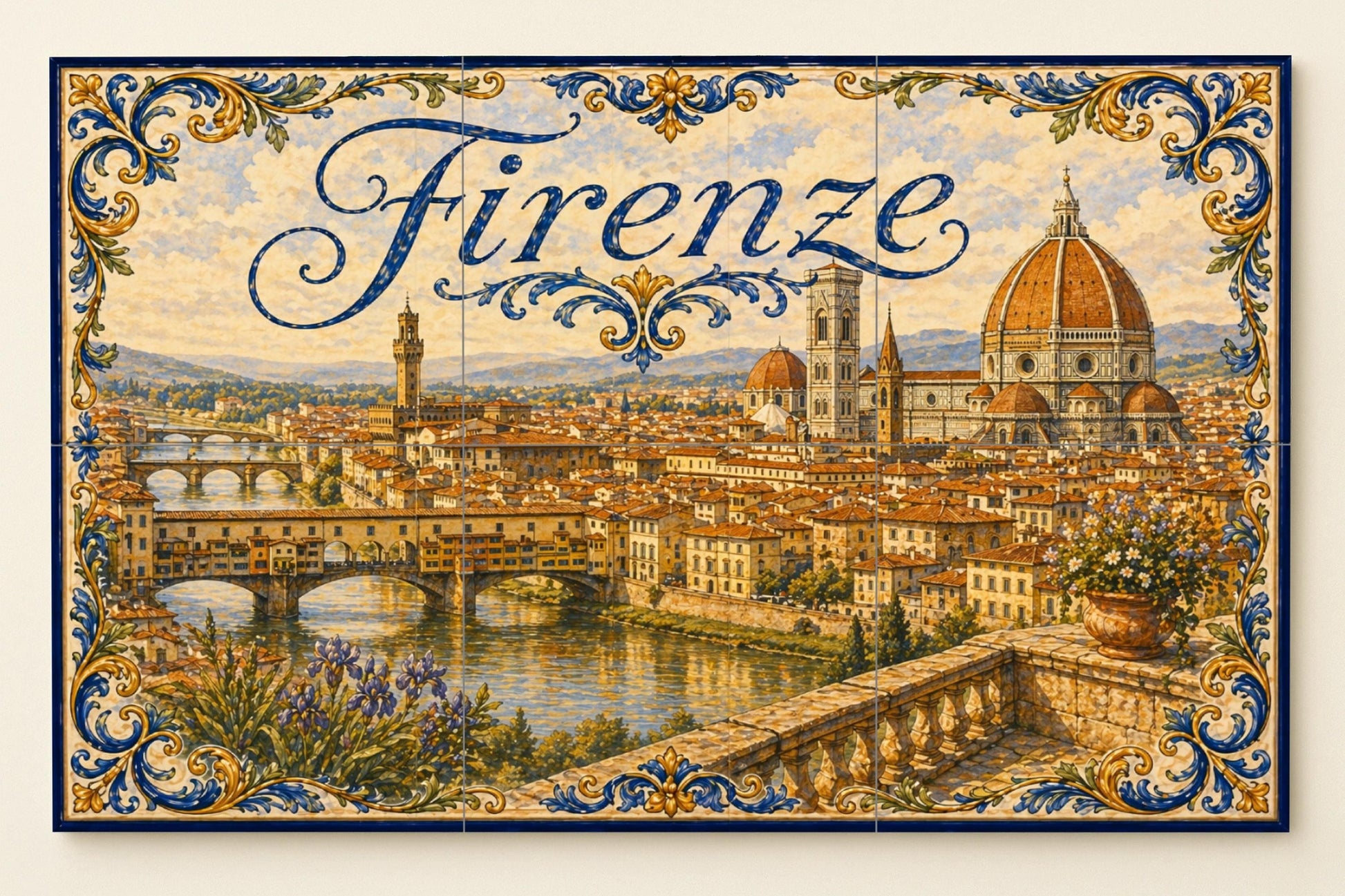 Fresque en Carrelage Del Duomo de Florencia, decoración de pared ren — Villes et Monuments