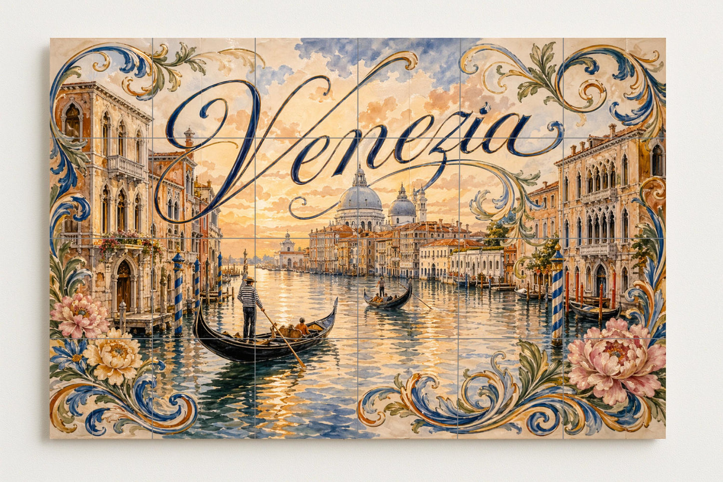 Du Gran Canal de Venise, decoración Romantique — Fresque Murale en Carreaux de Céramique · Paysage Urbain en Carreaux