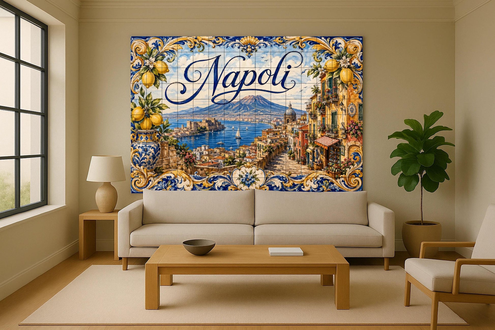 Ceramic Tile Mural: Del Monte Vesubio de Nápoles, decoración de par — Landmark Mural