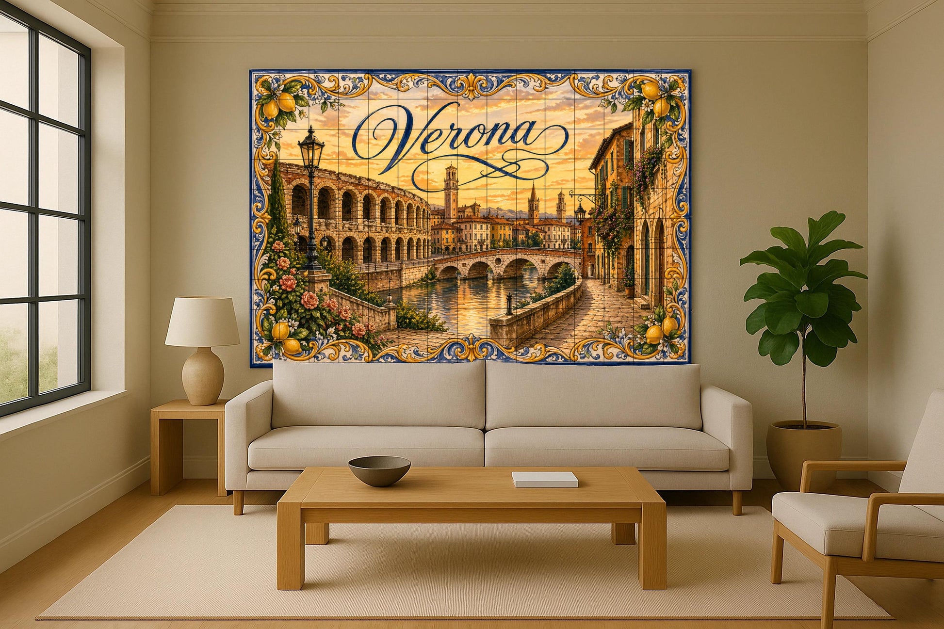 Mural de azulejos de cerámica de la Arena Romana de Verona…