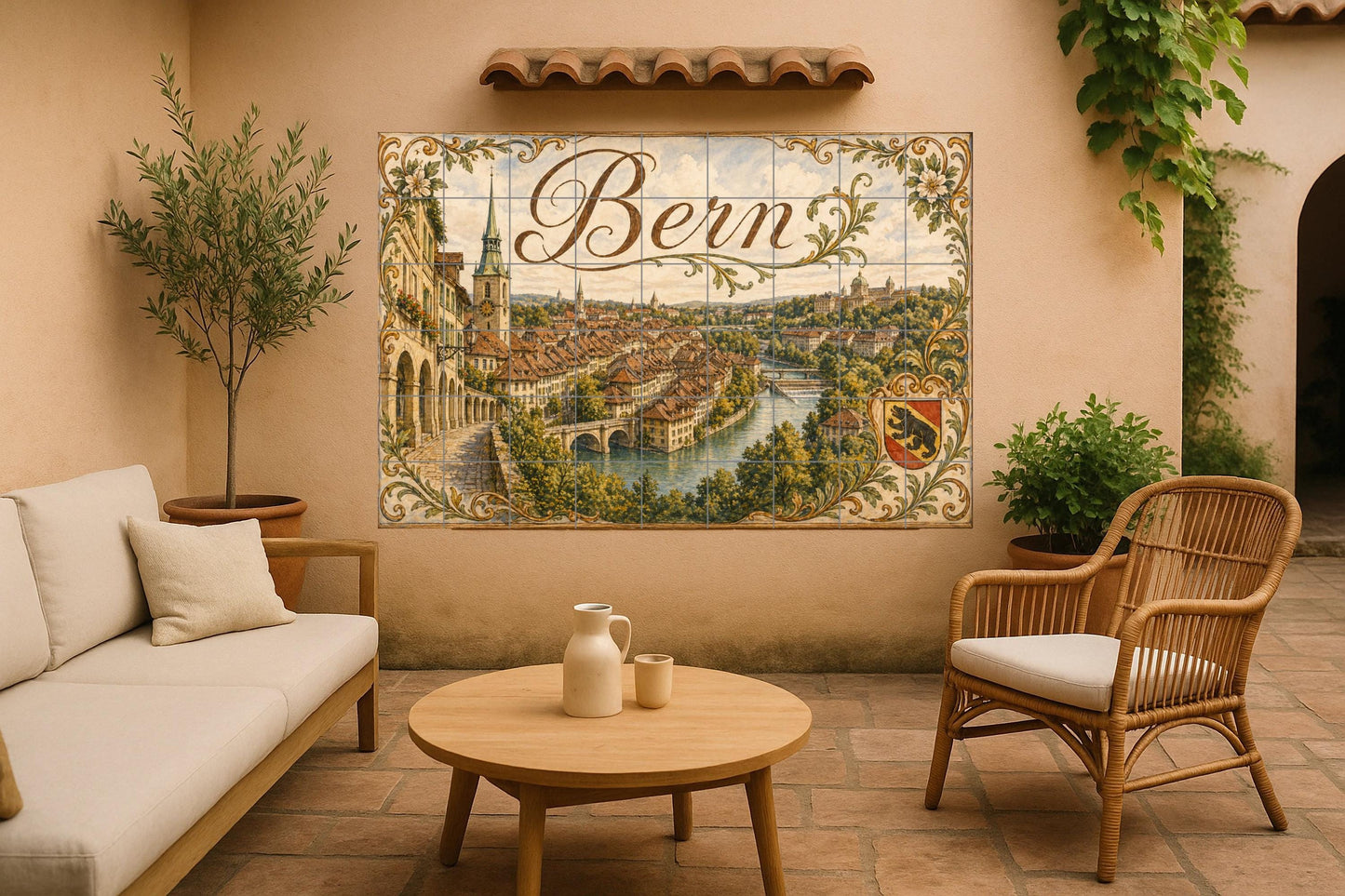 Berna, Suiza, arte mural del casco antiguo s · Keramik-Wandbild — Reise-Wanddekor