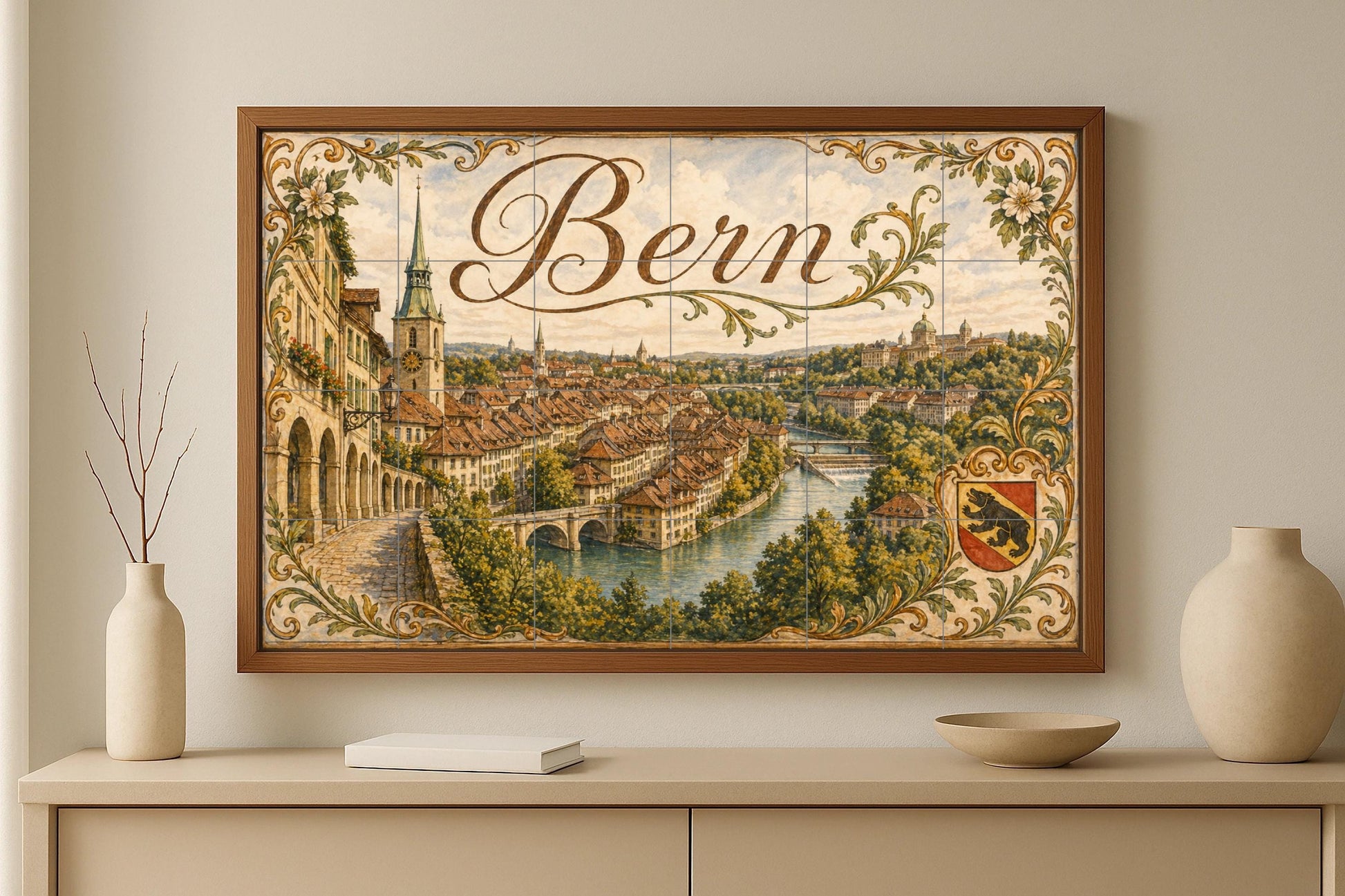 Berna, Suiza, arte mural del casco antiguo s · Keramik-Wandbild — Reise-Wanddekor