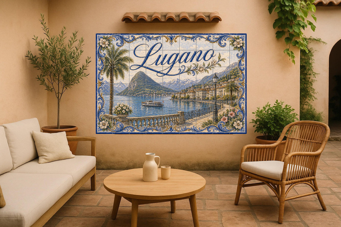 Lugano, Suisse, Art Mural du Lac de Lugano · Fresque Céramique — Décor Mural Voyage