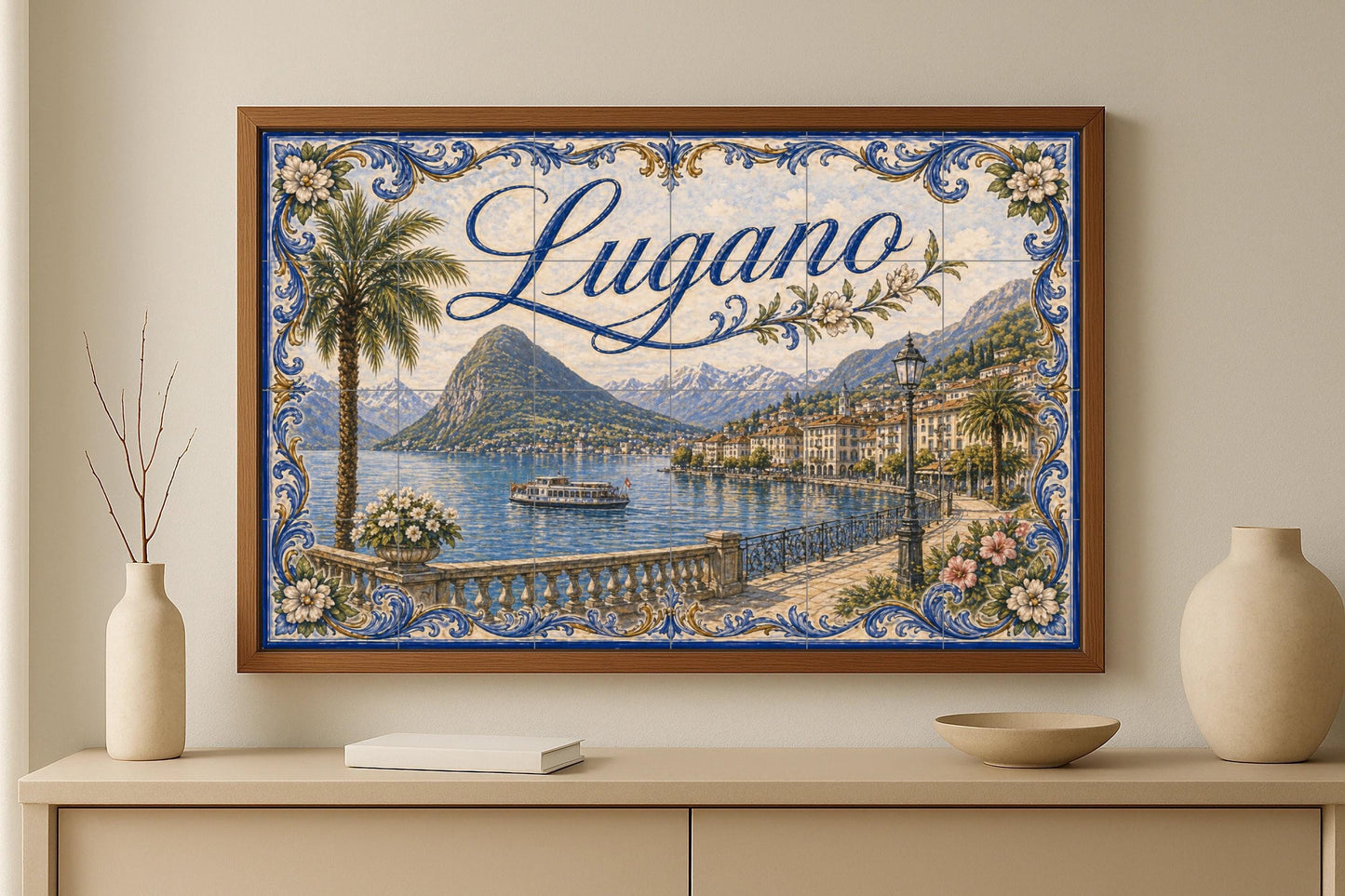 Lugano, Suisse, Art Mural du Lac de Lugano · Fresque Céramique — Décor Mural Voyage