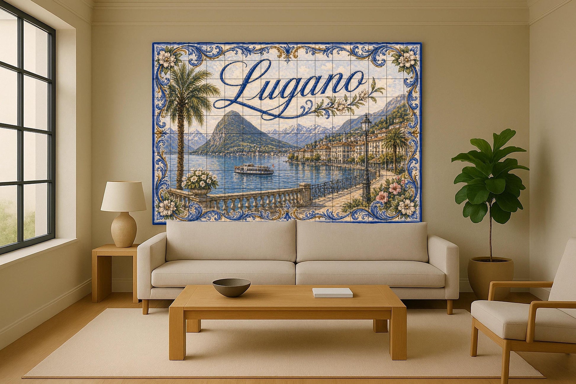 Lugano, Suisse, Art Mural du Lac de Lugano · Fresque Céramique — Décor Mural Voyage