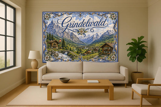 Los Alpes suizos de Grindelwald, decoración · Ceramic Wall Mural — Botanical Landscape