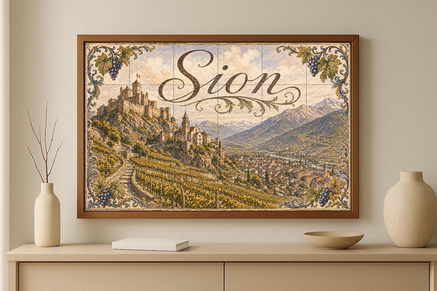 Sion, Suiza, decoración de pared con motivos — Décor Mural Voyage, Art Mural en Céramique