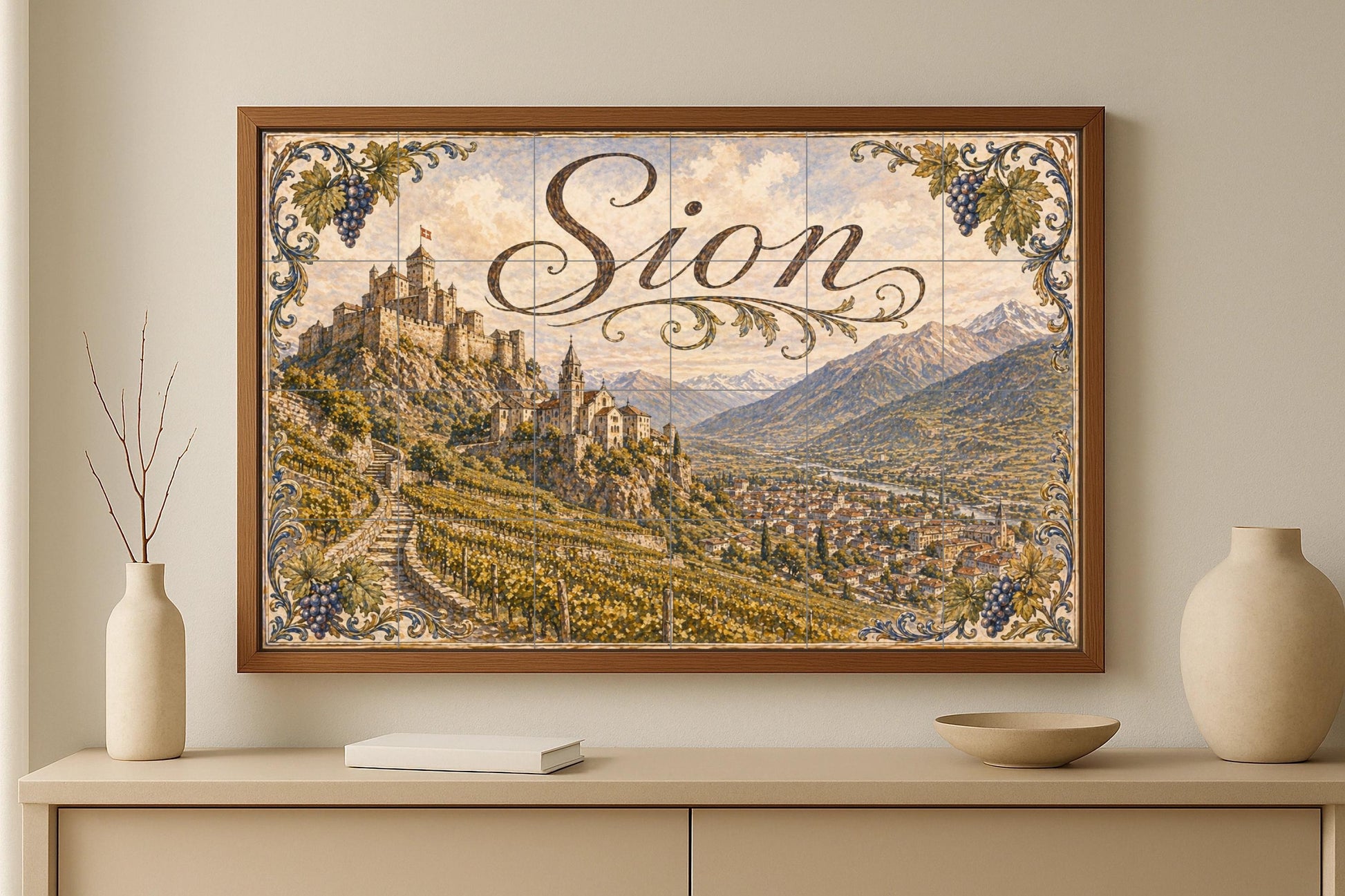 Sion, Suiza, decoración de pared con motivos — Décor Mural Voyage, Art Mural en Céramique
