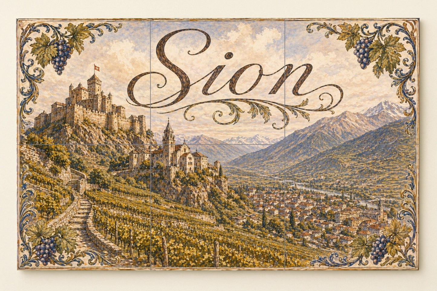 Sion, Suiza, decoración de pared con motivos — Décor Mural Voyage, Art Mural en Céramique