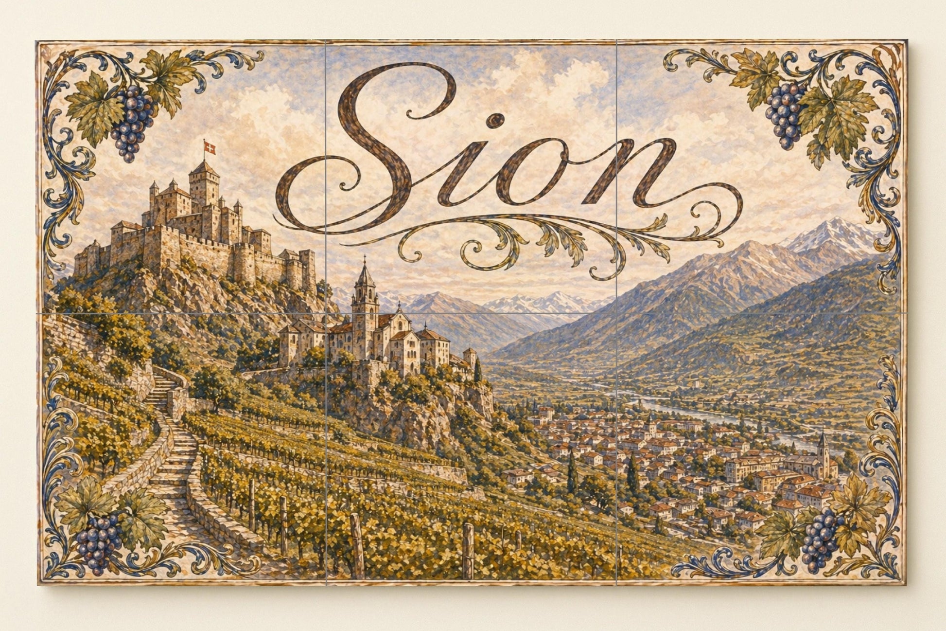 Sion, Suiza, decoración de pared con motivos — Décor Mural Voyage, Art Mural en Céramique