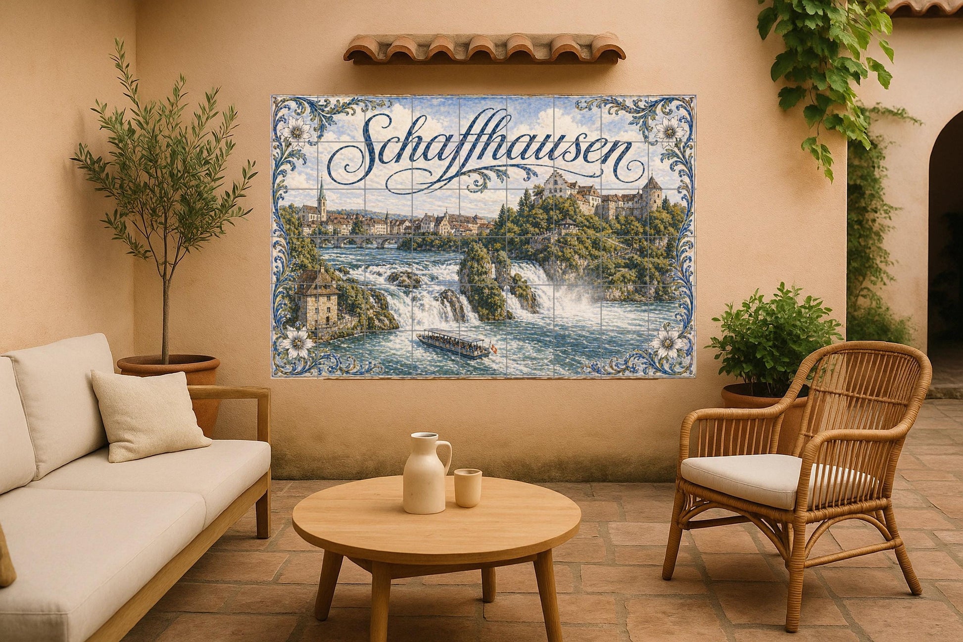 Schaffhausen, Suiza, decoración de pared — Fresque Murale en Carreaux de Céramique · Paysage Urbain en Carreaux