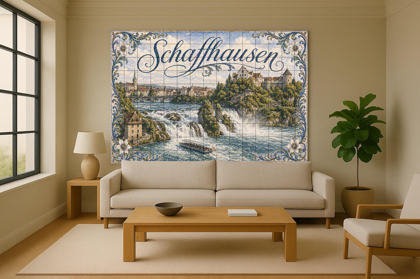 Schaffhausen, Suiza, decoración de pared — Fresque Murale en Carreaux de Céramique · Paysage Urbain en Carreaux