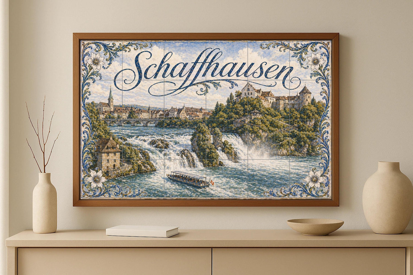 Schaffhausen, Suiza, decoración de pared — Fresque Murale en Carreaux de Céramique · Paysage Urbain en Carreaux